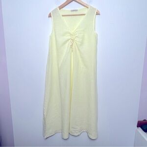 Francesca Bettini Italian 100% Relaxed Linen Yellow A-line Midi Dress Summer